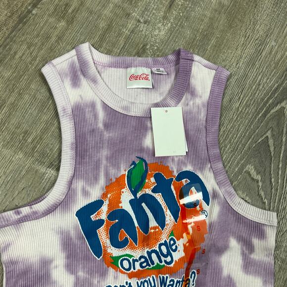 Women's Fanta Racerback Cropped Graphic Purple Tank Top - Size Small - NWT - Picture 4 of 6